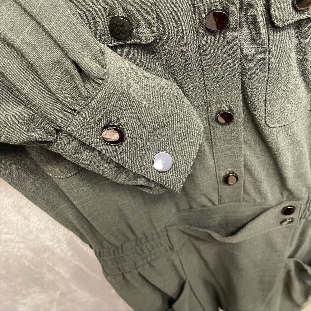 Line & Dot Poppy Mino Dress In Olive Long Sleeve Womens medium utility military - Picture 5 of 9